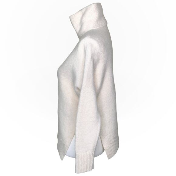 Allsaints Ivory White Cream Lock Roll Neck Asymmetric Wool Turtleneck Sweater - Picture 8 of 12